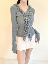 1075. Fringe wool knit cardi (4color)