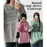 Yours Color Lettering Round Knitwear