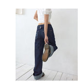 [Made by Radio Pacific] Semi Low-Rise Roll-Up Textured Denim Pants