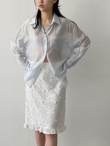 Water Stripe See-through Blouse