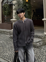 Fog lip zip-up knitwear