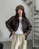 Hazel loose-fit pocket leather jumper
