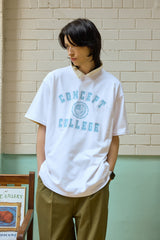 スカイブルークラシックビッグロゴクルーネックホワイトショートスリーブTシャツ [Unisex]