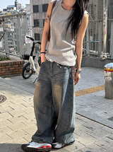 [Unisex] ダメージウォッシングノースリーブ(4color)