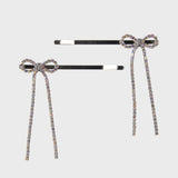  CANDY STONE LONG BOW HAIR CLIP SET (5 COLOR)