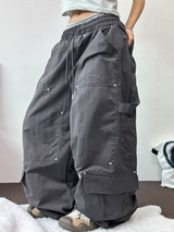 DOWN CARGO RIVET NYLON LONG PANTS 🖤🤎🩶3COLOR