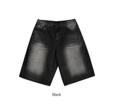 ブラックブラッシュバミューダデニムパンツ