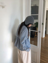 ホカム裏起毛ボーダーフリルタートルネックTシャツ