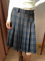  CHECK LOOP PLEATS SKIRT