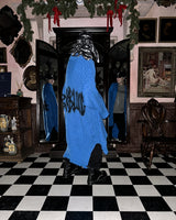 BBD Graffiti Logo Draped Flow Knit Cardigan (Blue)