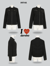 London black denim casual zip-up jacket