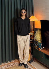 Cotton V-Neck Oversized Knit 4COLOR