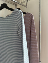 ボートネックストリッピードTシャツ(2 colors)