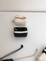 Clam Mini key ring round pouch _ Quilting black