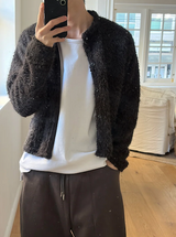[Unisex] ヘアリークロップラウンドニットカーディガン(3color)