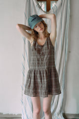 T/T Peony check one-piece (brown)