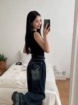 DEVELOP Print Denim Wide Pants