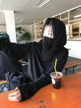 ネックウォーマーフードロングスリリーブ