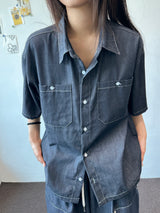 Coin Denim Stitch Detail Shirt 2color