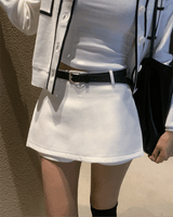クラシックモデーンベルトミニスカートパンツ (3 colors)