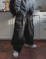 Lowkey Washing Quilting Balloon Denim Pants
