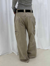 Sand dyeing curved cotton pants(3color)