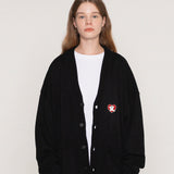 [UNISEX] Bear Red Heart Embroidered Knit Cardigan