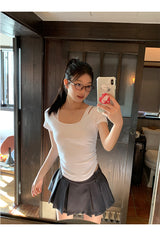 Charcoal Mini Pleats Pants Skirt
