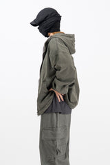 Halsey Stone washed Hooded Zip-Up