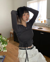 Waing bustier long-sleeved cardigan set