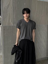 ボードレイヤーリングハーフTシャツ (Vネック)