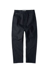ナチュラルハイウェストバギーフィットデニムパンツ (Navy)