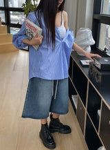 EZEN KILLING WASHING BERMUDA DENIM PANTS