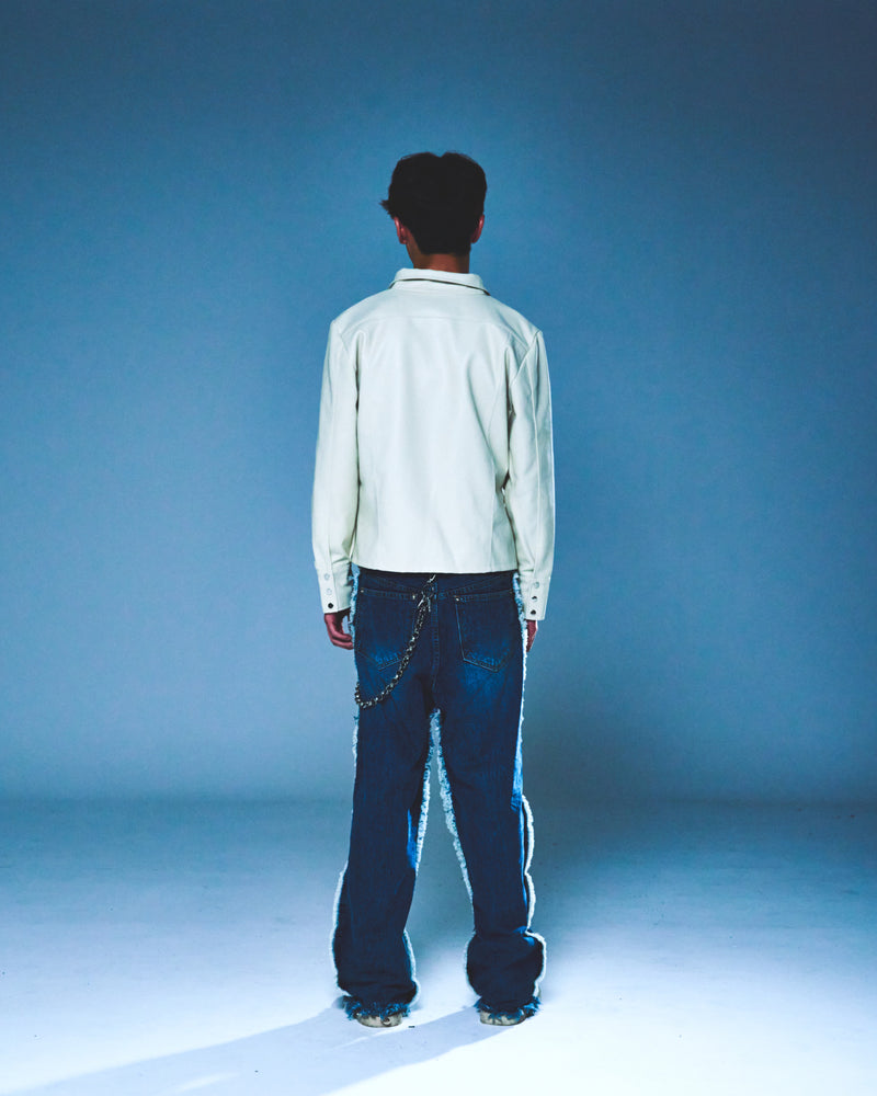 DENIM LINE ZIPPER JACKET (IVORY)