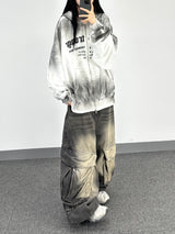 dirty two-way open hoodie