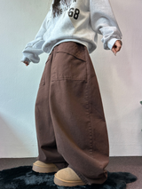 PEACH FLEECE🍑AMERICAN BIG OVER COTTON BALLOON PANTS 🤎💜🖤3COLOR