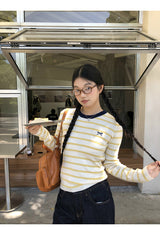 Bow Yellow Stripe Long Sleeve Tee