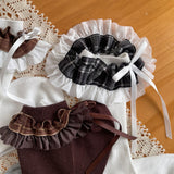 Classic Check Frill Ribbon Mid-Calf Socks