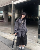 リンクルチェック長袖シャツ