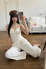 GATHERED KNOT STRAP TANK (IVORY)
