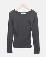 Monve Side Shirring V-neck T-shirt