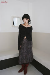 chiffon banding leopard long skirt