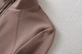 velvet line half-turtleneck zip-up slim top
