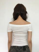 Happy Off Shoulder T-Shirt (2color)