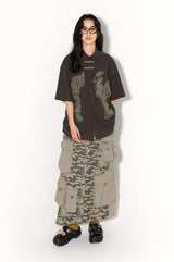 New Chinese-style applique embroidered button-down loose short-sleeved shirt
