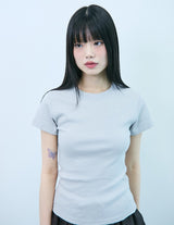 CH EMBROIDERED LOGO WOMAN T-SHIRT(GRAY)