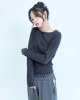 ステッチTシャツ - ダークチャコール