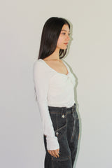 [3rd RE-STOCK] LONG SLEEVE TWIST TOP / IVORY