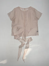 Blooming Wrap See-through Short Sleeve Blouse