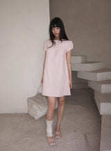 EatmePlz Baby Collar Pink Bubble Sleeve Loose Dress